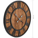 Vintage Wall Clock with Quartz Movement Wood and Metal 60 cm XXL - Rear View