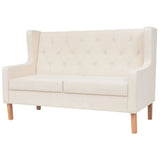 Sofa Set 2 Pieces Fabric Cream White - Front View