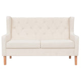 Sofa Set 2 Pieces Fabric Cream White - Side View