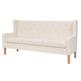 Sofa Set 2 Pieces Fabric Cream White - Front View