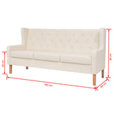 Sofa Set 2 Pieces Fabric Cream White - Extra Image