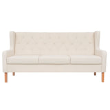 Sofa Set 2 Pieces Fabric Cream White - Side View