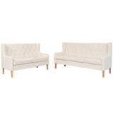 Sofa Set 2 Pieces Fabric Cream White