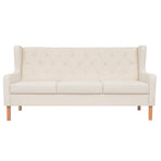 Sofa Set 3 Pieces Fabric Cream White