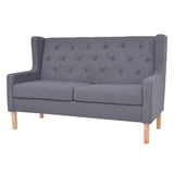 Sofa Set 2 Pieces Fabric Grey - Front View