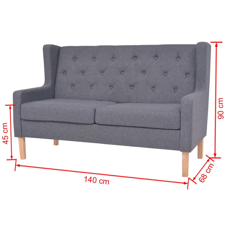 Sofa Set 2 Pieces Fabric Grey