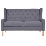 Sofa Set 2 Pieces Fabric Grey - Side View