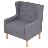 Sofa Set 2 Pieces Fabric Grey - Rear View