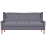 Sofa Set 2 Pieces Fabric Grey - Side View