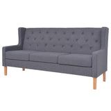 Sofa Set 3 Pieces Fabric Grey - Front View