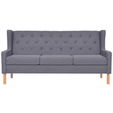 Sofa Set 3 Pieces Fabric Grey - Side View