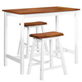 Bar Table and Stool Set 3 Pieces Solid Wood - Front View