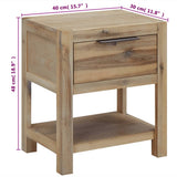 Nightstand with Drawer 40x30x48 cm Solid Acacia Wood - Close-Up Angle
