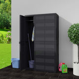 Garden Storage Cabinet with 4 Shelves Black - Front View