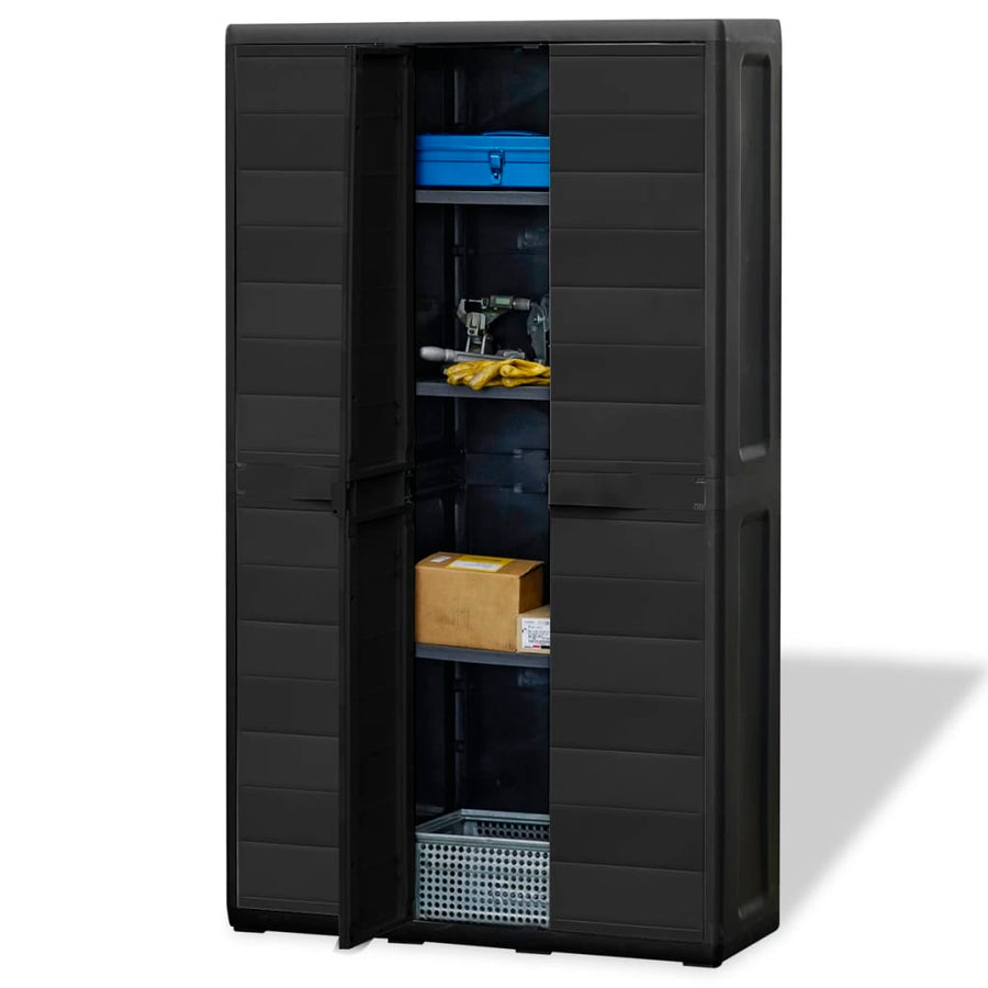 Garden Storage Cabinet with 4 Shelves Black