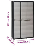 Garden Storage Cabinet with 4 Shelves Black and Grey