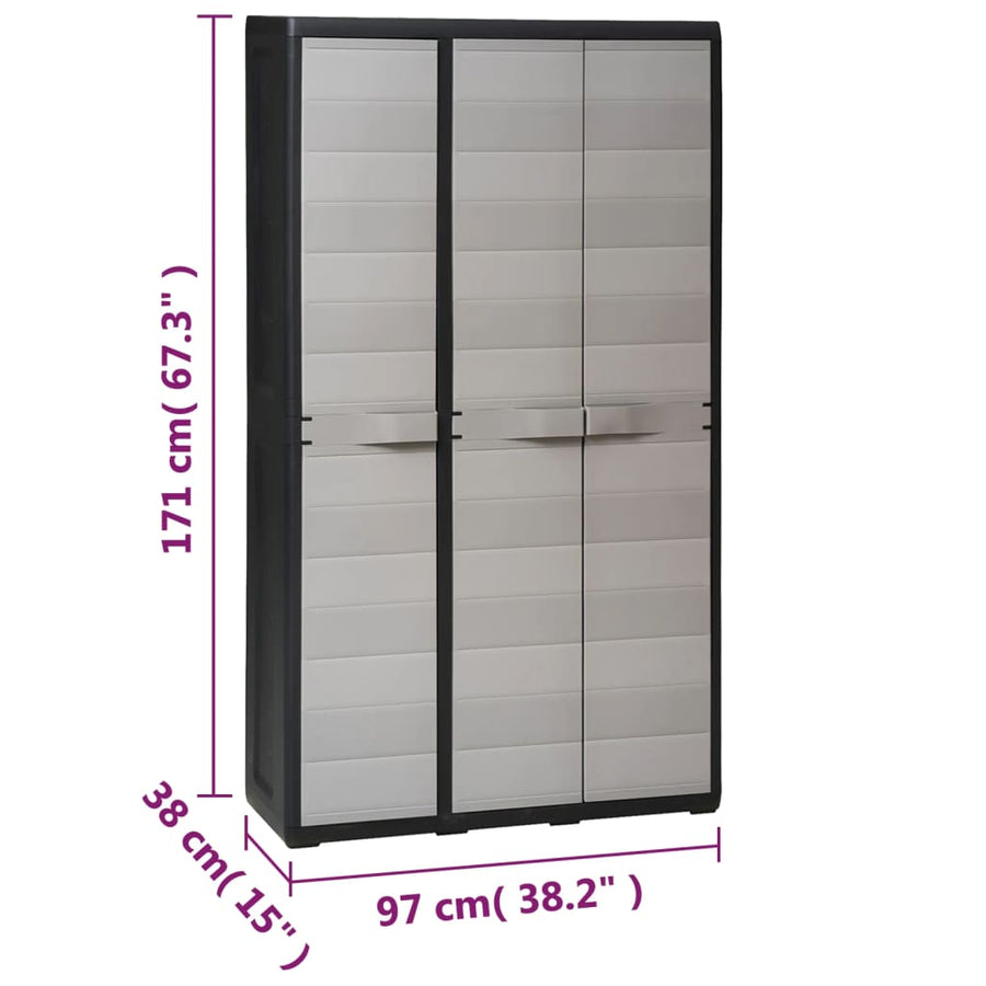 Garden Storage Cabinet with 4 Shelves Black and Grey