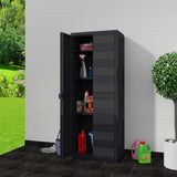 Garden Storage Cabinet with 3 Shelves Black - Front View