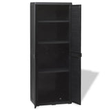 Garden Storage Cabinet with 3 Shelves Black - Side View