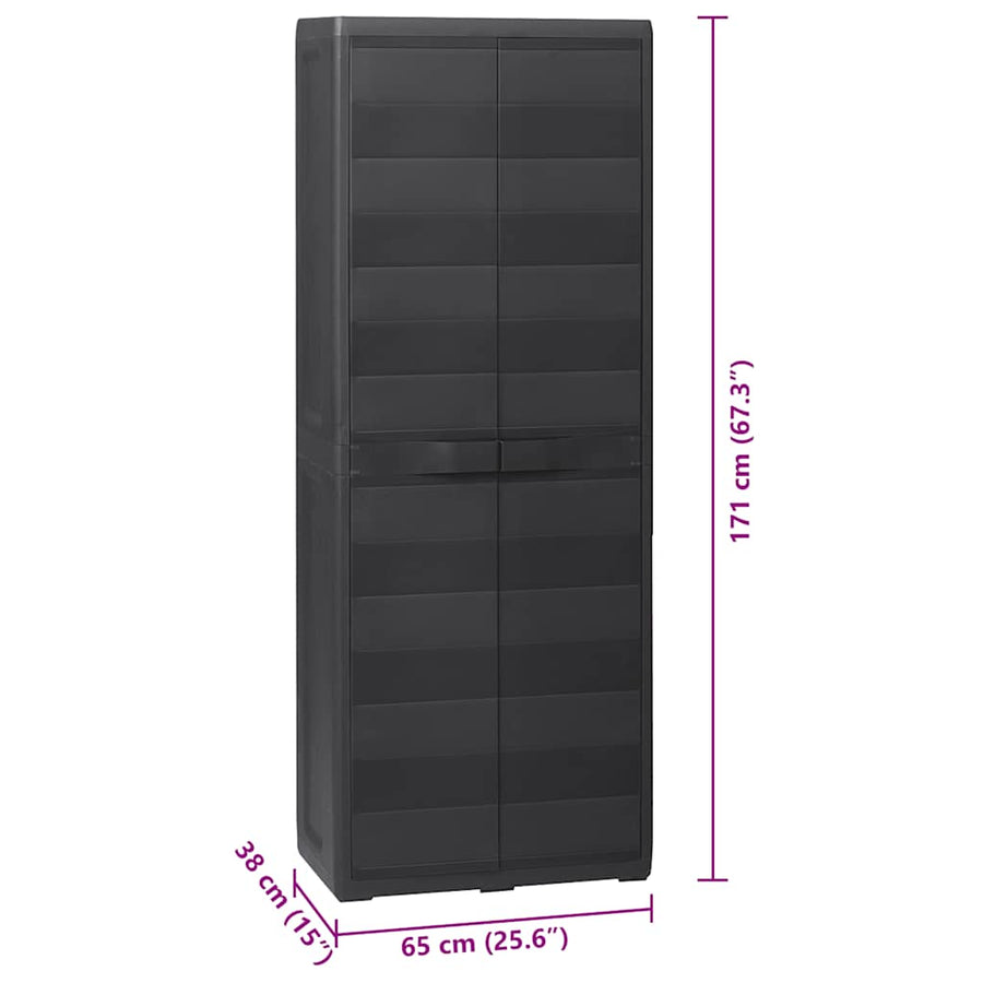 Garden Storage Cabinet with 3 Shelves Black