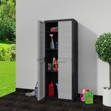Garden Storage Cabinet with 3 Shelves Black and Grey - Front View