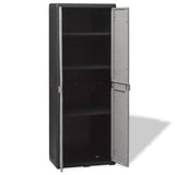 Garden Storage Cabinet with 3 Shelves Black and Grey - Side View