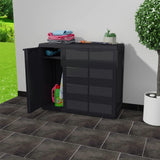 Garden Storage Cabinet with 2 Shelves Black - Front View