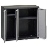 Garden Storage Cabinet with 2 Shelves Black and Grey - Side View