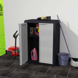 Garden Storage Cabinet with 1 Shelf Black and Grey - Front View