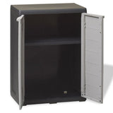 Garden Storage Cabinet with 1 Shelf Black and Grey - Side View