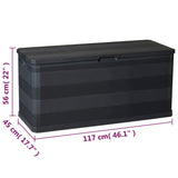Garden Storage Box Black 117x45x56 cm - Low Angle