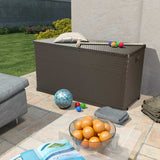 Garden Storage Box Brown 120x56x63 cm PP Rattan - Front View