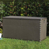 Garden Storage Box Brown 120x56x63 cm PP Rattan - Top-Down View