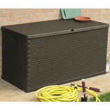 Garden Storage Box Brown 120x56x63 cm PP Rattan - Rear View