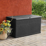 Garden Storage Box Anthracite 120x56x63 cm PP Rattan - Side View