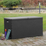 Garden Storage Box Anthracite 120x56x63 cm PP Rattan - Top-Down View