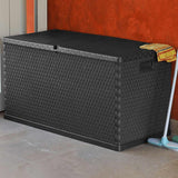 Garden Storage Box Anthracite 120x56x63 cm PP Rattan - Rear View