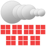 7 Piece Wall Mirror Set Round Glass - Front View