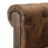 L-shaped Chesterfield Sofa Artificial Suede Leather Brown - 45-Degree Angle