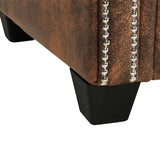 L-shaped Chesterfield Sofa Artificial Suede Leather Brown