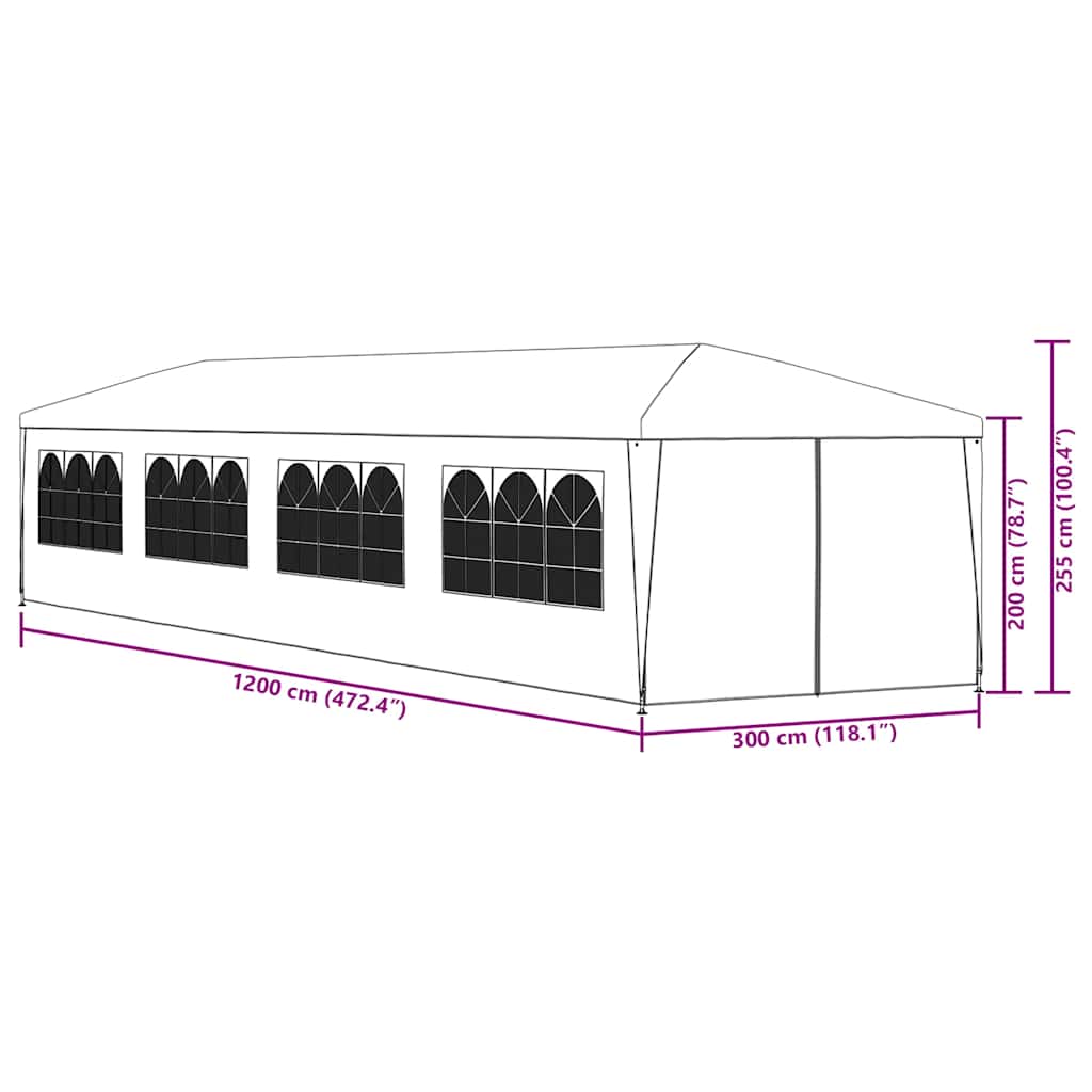 Garden Marquee 3x12 m Blue