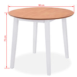 Dining Set 3 Pieces MDF and Rubberwood White - Close-Up Angle