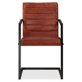 Dining Chairs 2 Pcs Real Leather- Brown