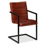 Dining Chairs 2 Pcs Real Leather- Brown
