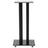 Speaker Stands 2 pcs Tempered Glass 2 Pillars Design Black - Side View