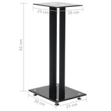 Speaker Stands 2 pcs Tempered Glass 2 Pillars Design Black - Close-Up Angle