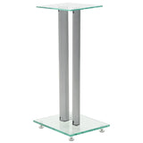 Speaker Stands 2 pcs Tempered Glass 2 Pillars Design Silver - Front View