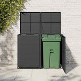 Double Wheelie Bin Shed Poly Rattan Black 148x80x111 cm - Side View