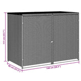 Double Wheelie Bin Shed Poly Rattan Black 148x80x111 cm