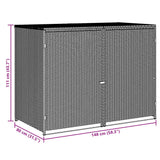 Double Wheelie Bin Shed Poly Rattan Black 148x80x111 cm - Extra Image